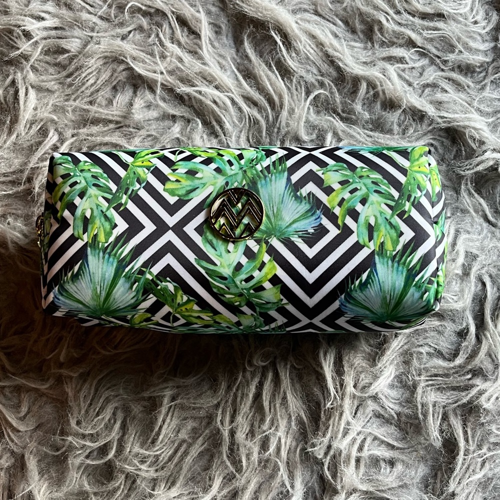 Macbeth collection palm leaf print cosmetic pouch